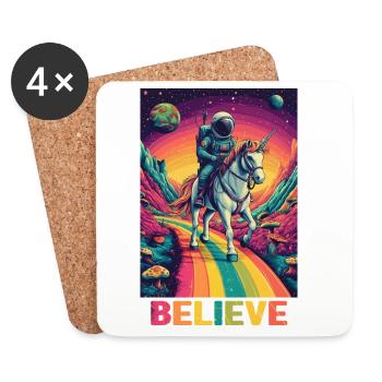 Astronaut on rainbow unicorn - Coasters (set of 4) - white - Front