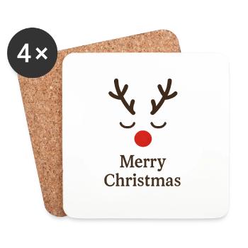 Reindeer Merry Christmas - Coasters (set of 4) - white - Front