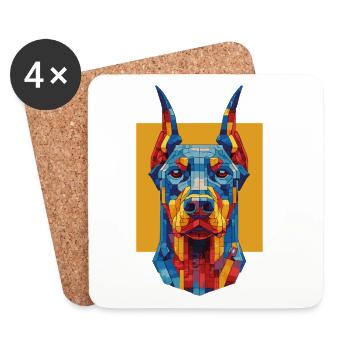 Color Block Dobermann – Modernes Dobie Design - Untersetzer (4er-Set) - Weiß - Vorne