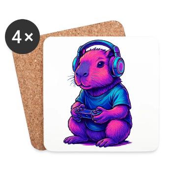 Capybara Gaming Gamer Gaming Gaming Video Games - Coasters (set of 4) - white - Front