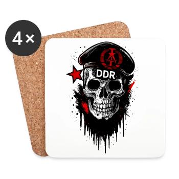 DDR Totenkopf Militär Stil - Untersetzer (4er-Set) - Weiß - Vorne