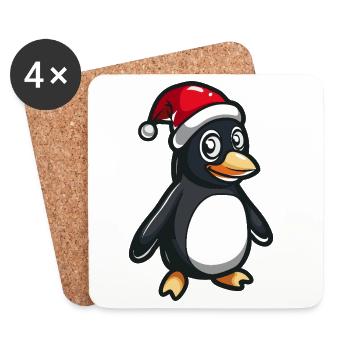 Pinguin Weihnachten - Untersetzer (4er-Set) - Weiß - Vorne