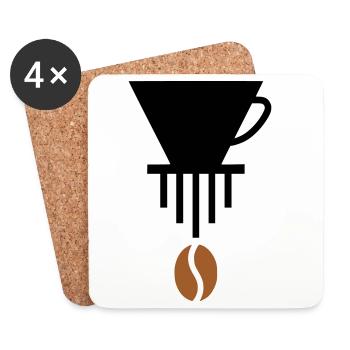 Pour-Over-Love: Minimalist Barista Icon - Coasters (set of 4) - white - Front