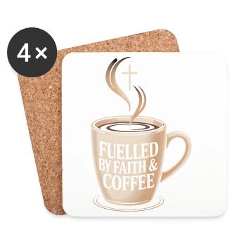 Fuelled By Faith And Coffee Glaube Und Kaffee - Coasters (set of 4) - white - Front