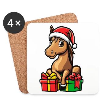 Horse Christmas Gifts - Coasters (set of 4) - white - Front