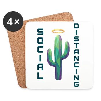 Social Distancing Cactus - Coasters (set of 4) - white - Front