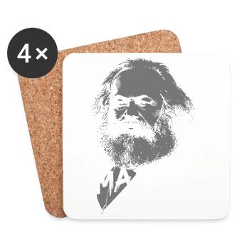Portrait de silhouette marxiste - Dessous de verre (lot de 4) - blanc - Devant