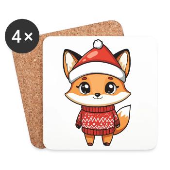 Fuchs Weihnachten Xmas - Untersetzer (4er-Set) - Weiß - Vorne