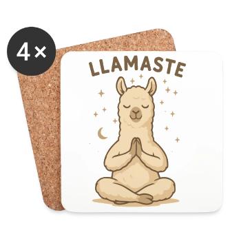 Llamaste – Yoga Lama - Coasters (set of 4) - white - Front