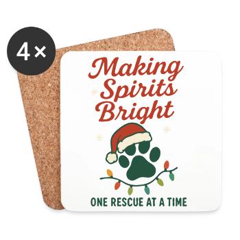 Making Spirits Bright Christmas Rescue Paw - Coasters (set of 4) - white - Front