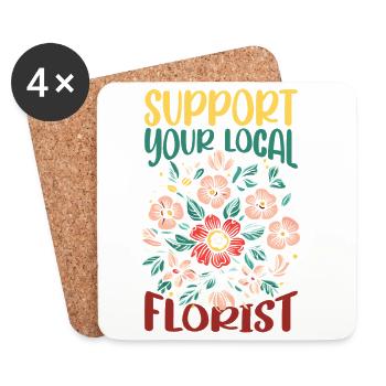 SH0982-Support_Your_Local_Florist - Untersetzer (4er-Set) - Weiß - Vorne