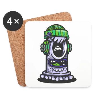 Retro Green Monster Lamp - Coasters (set of 4) - white - Front