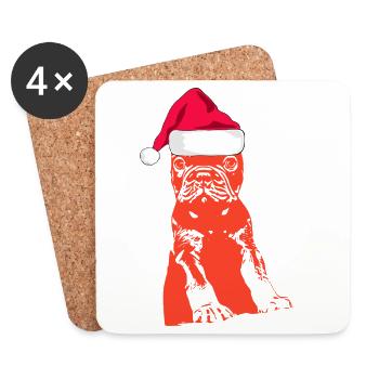 Bouledogue - Dessous de verre (lot de 4) - blanc - Devant
