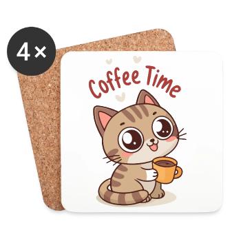Kitten Coffee süßer Moment - Untersetzer (4er-Set) - Weiß - Vorne