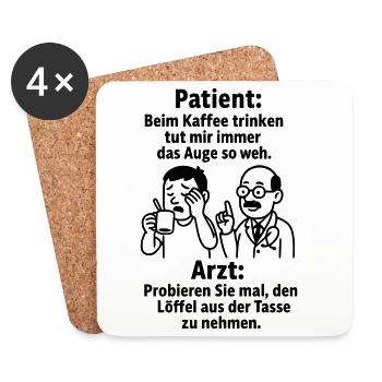 witziger spruch kaffee trinken - Untersetzer (4er-Set) - Weiß - Vorne