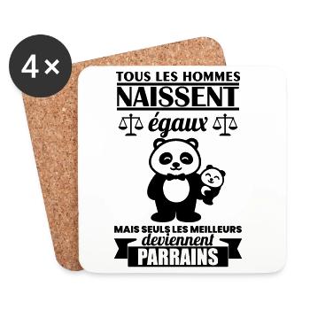 Motif Parrain Panda – Cadeau Meilleur Parrain - Dessous de verre (lot de 4) - blanc - Devant