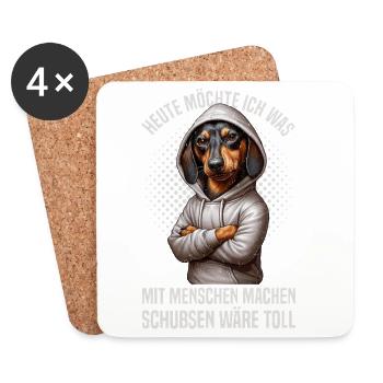Heute Möchte Ich Was Mit Menschen Machen Schubsen - Untersetzer (4er-Set) - Weiß - Vorne