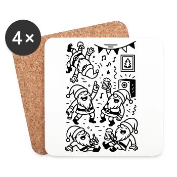 Christmas Gnome Party Drunk Funny - Coasters (set of 4) - white - Front