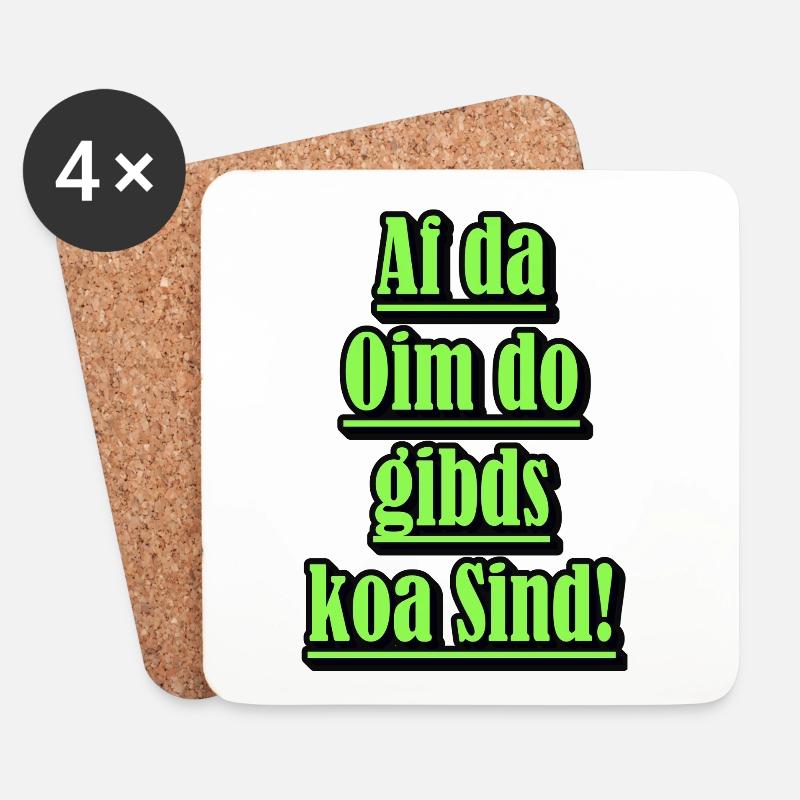 Neon Dialekt Spruch Grün - Untersetzer (4er-Set) - Weiß