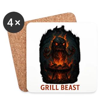 Bête du Grill - Dessous de verre (lot de 4) - blanc - Devant