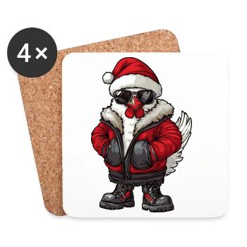Chicken Christmas Winter - Coasters (set of 4) - white - Front