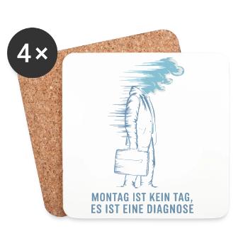 Le lundi n’est pas un jour, c’est un diagnostic en bleu - Dessous de verre (lot de 4) - blanc - Devant
