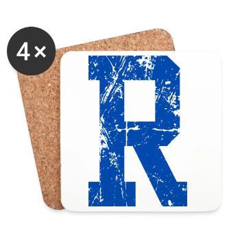 Lettre r sport rétro  - Dessous de verre (lot de 4) - blanc - Devant