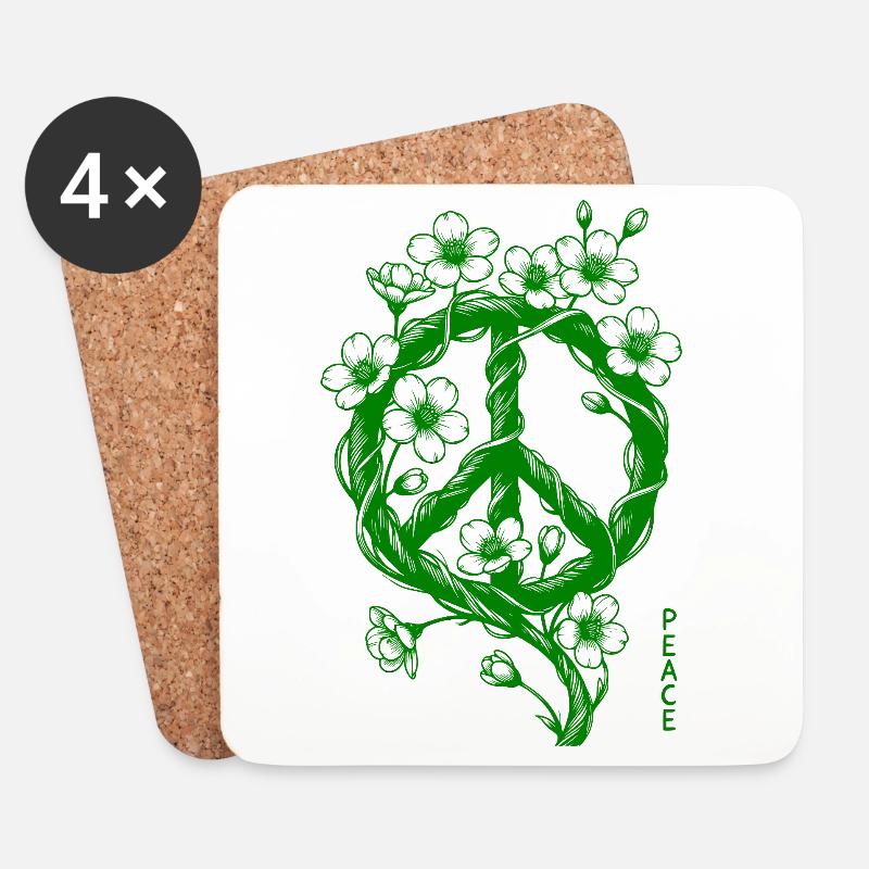 Blüten Peace Symbol - Untersetzer (4er-Set) - Weiß