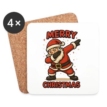 Tamponnement du motif du Père Noël Joyeux Noël - Dessous de verre (lot de 4) - blanc - Devant