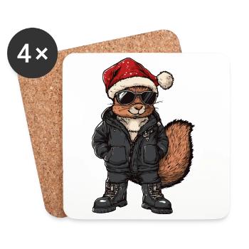 Squirrel Christmas Winter - Coasters (set of 4) - white - Front