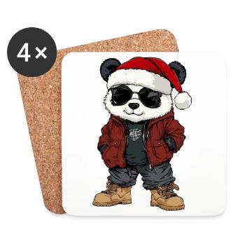 Panda Noël Hiver - Dessous de verre (lot de 4) - blanc - Devant