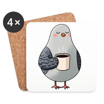 Moment Café Douillet Pigeon - Dessous de verre (lot de 4) - blanc - Devant