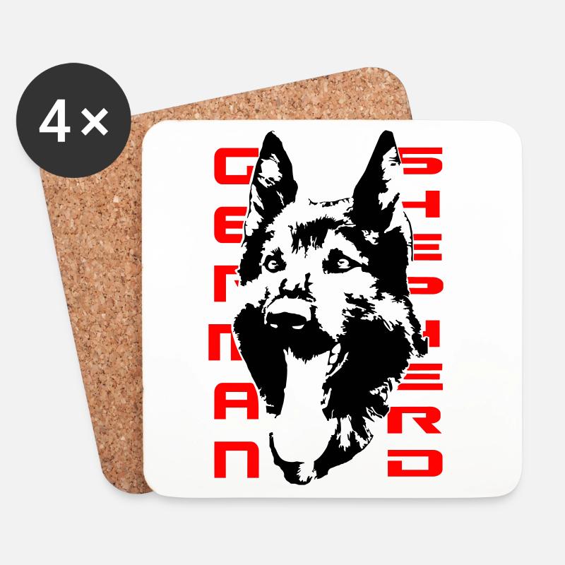 Wunderschöner Schäferhund Kopf - Untersetzer (4er-Set) - Weiß