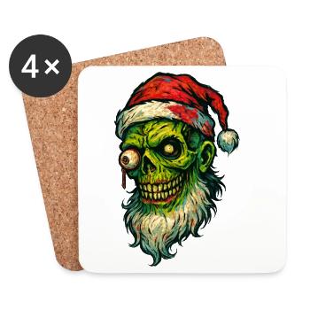Zombie-Weihnachtsmann - Untersetzer (4er-Set) - Weiß - Vorne