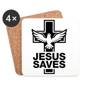 Jesus Rettet Kreuz Taube - Untersetzer (4er-Set) - Weiß - Vorne