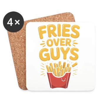 Fries Over Guys – Feminismus T-Shirt - Untersetzer (4er-Set) - Weiß - Vorne