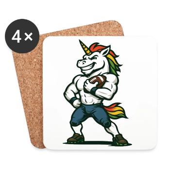 Joueur de football unicorne Art de sports fantastiques - Dessous de verre (lot de 4) - blanc - Devant