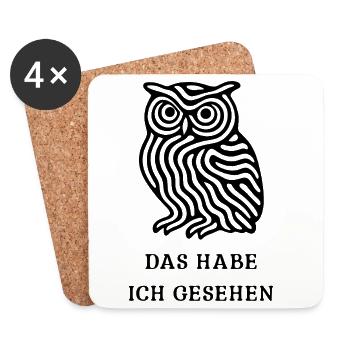 Eule „Das habe ich gesehen“ – Mystisches Design - Untersetzer (4er-Set) - Weiß - Vorne