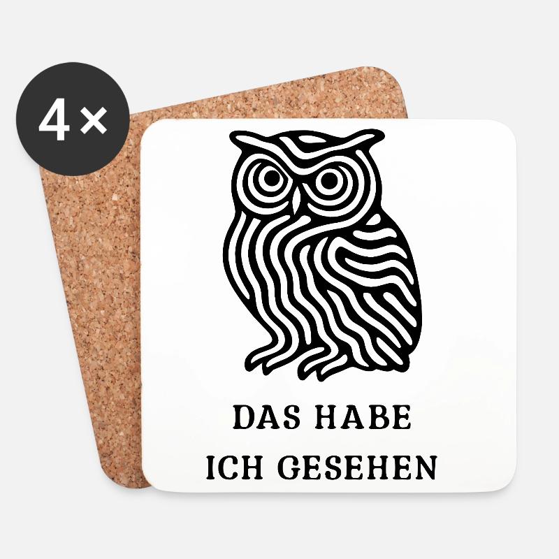 Eule „Das habe ich gesehen“ – Mystisches Design - Untersetzer (4er-Set) - Weiß