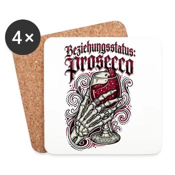 Relationship status Prosecco Funny German Wine Gift - Coasters (set of 4) - white - Front