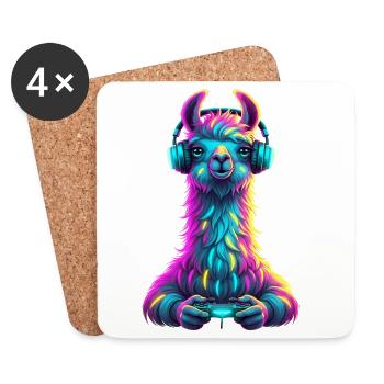 Jeux vidéo d’animaux de lama drôles - Dessous de verre (lot de 4) - blanc - Devant
