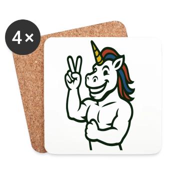 Unicorn Peace Sign Illustration - Coasters (set of 4) - white - Front