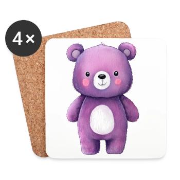 Ourson en Peluche – Univers Bébé Plein de Douceur - Dessous de verre (lot de 4) - blanc - Devant