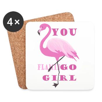 Flamingo Girl Style Statement - Coasters (set of 4) - white - Front