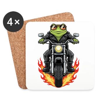 Cool Biker Frog Motorradflammen - Untersetzer (4er-Set) - Weiß - Vorne