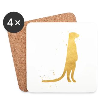 Goldene Erdmännchen Silhouette - Untersetzer (4er-Set) - Weiß - Vorne