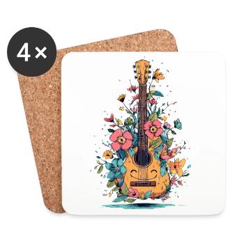 Flowers Guitar in the Magic of Colors - Coasters (set of 4) - white - Front