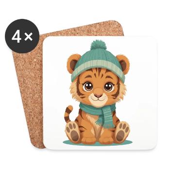 Petit tigre d’hiver - Dessous de verre (lot de 4) - blanc - Devant