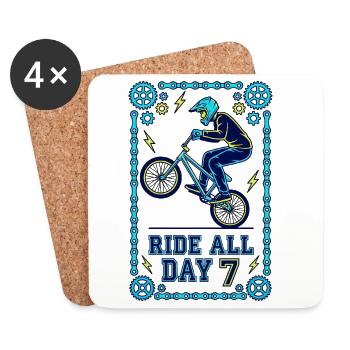 Roulez toute la journée 7 sur le BMX - Dessous de verre (lot de 4) - blanc - Devant