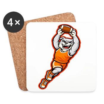 Bulldog Football Touchdown Mascot - Coasters (set of 4) - white - Front